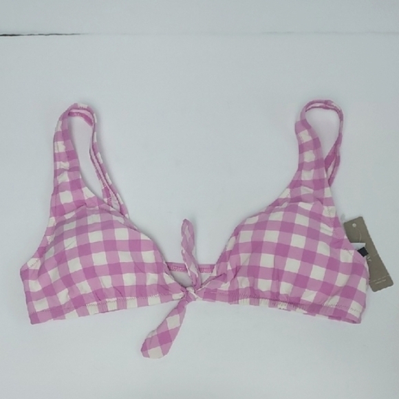 NEW J. CREW Tie Front Scoopback Bikini Top Size Medium - Picture 1 of 13
